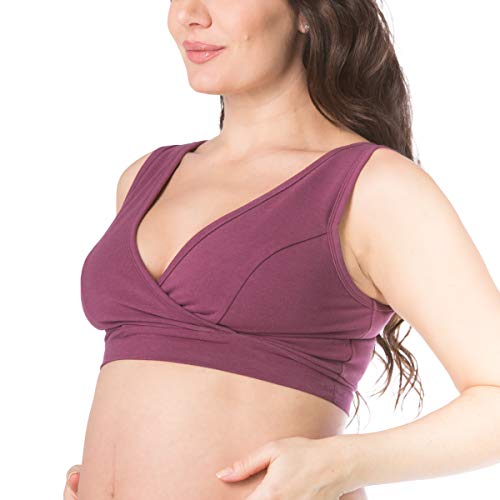 Fishers Finery Womens Wireless Maternity Nursing Bra; Nursing Pad Set Option - color: Wine, size: X-Small