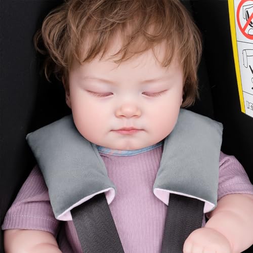 COOLBEBE Car Seat Straps Shoulder Pads for Baby Kids - color: Grey/Pink, size: Small (Pack of 1)