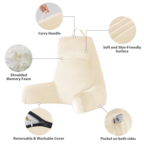 IPYNBAP Back Pillow for Bed Sitting up, Reading Pillow, 24 Inch, Beige - color: Beige, size: Large(24inch)
