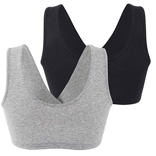 KUCI Maternity Nursing Bra Wireless Cotton Breastfeeding Bra for Sleep - color: Black+grey/2pack, size: Medium