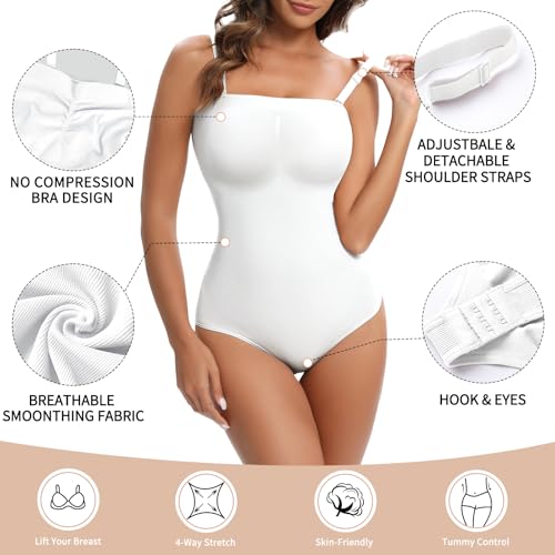Strapless Shapewear for Womens Tummy Control Bodysuit Body Shaper Tube Tops - color: White, size: Large