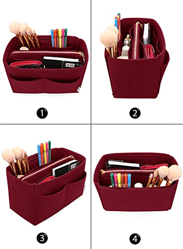 LEXSION Felt Purse Organizer Insert, Tote Bag Shaper Dividers with 5 Sizes - color: Vine Red, size: Regular X-Large