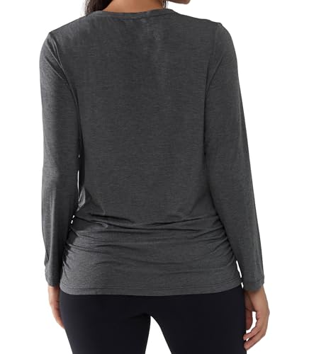 Joyaria Cooling Maternity Shirts Long Sleeve Bamboo Viscose for Women - color: Charcoal, size: Medium