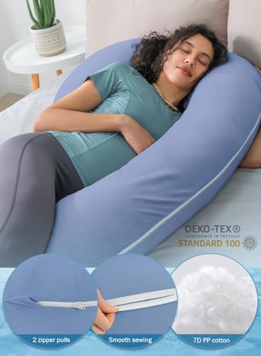 INSEN Cooling Pregnancy Pillow, Maternity Pillow for Pregnant Women, Bright Blue - color: Bright Blue
