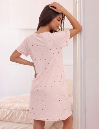 3 Pack Nightgowns for Women Sleep Shirts Pajama Dress with Pockets - color: Set D, size: Small