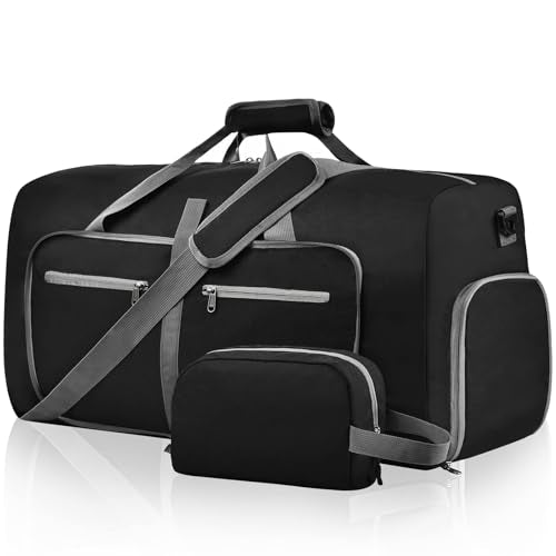 Felipe Varela Foldable Duffle Bag for Travel Weekend Overnight Gym Camping - color: A Black, size: 85L