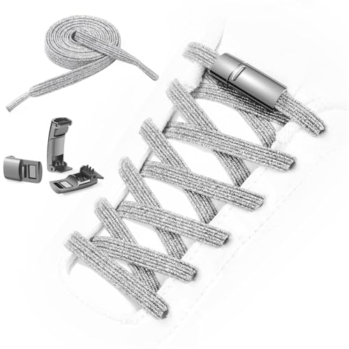 Neo-wows No Tie Shoelaces Elastic Laces for Kids Adults Athletic Sneakers - color: Silver