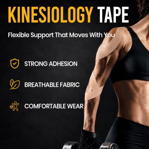 Precut Kinesiology Tape with Tin, 40 Strips 2"×10", Nude - color: Nude (Skin)