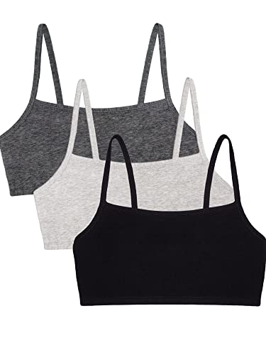 Fruit of The Loom Women's 9-Pack Spaghetti Strap Cotton Sports Bra - color: Black/Heather Grey/Charcoal, size: 32