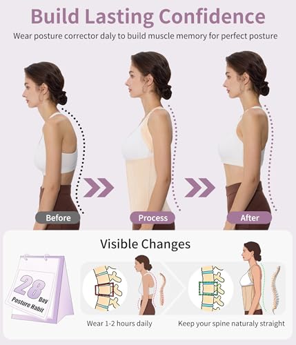 YERKOAD Back Brace for Women Breathable Back Straightener Posture Corrector - color: Beige, size: Small