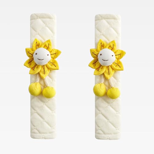 Amooca 2-Pack Braid Pattern Seat Belt Covers Shoulder Pads for Car & Bag - color: Yellow Sunflower