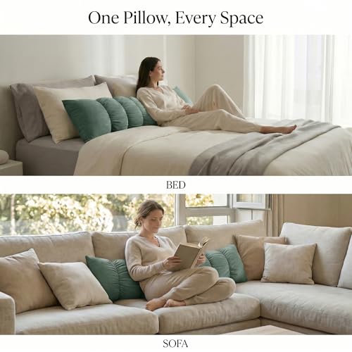 Pat. Pend. Segmented Body Pillow for Side Sleepers, 47 Inch, Green - color: Green, size: 47"*15.7"