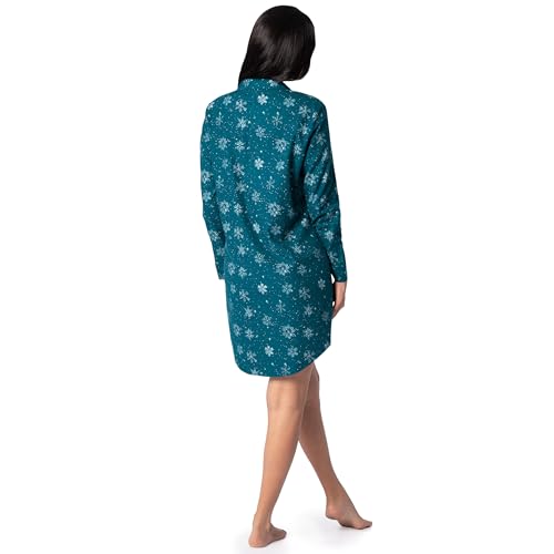 Fruit of the Loom Women's Flannel Sleep Shirt - color: Starry Snowflakes, size: Large