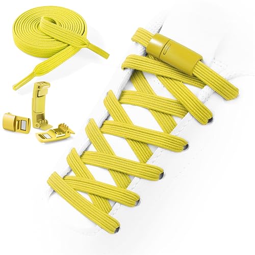 Neo-wows No Tie Shoelaces Elastic Laces for Kids Adults Athletic Sneakers - color: Yellow