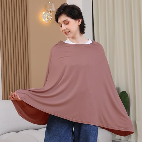 Seejoy Multi-use Nursing Cover for Breastfeeding, 360°Full Coverage Nursing Poncho, Rayon Soft & Breathable Breastfeeding Cover up (Smooth Rayon, Blush) - color: Blush