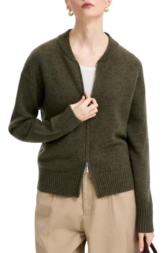 Cardigan Sweaters for Women - Baseball Collar Winter Sweater Jacket - color: Military Green, size: X-Small