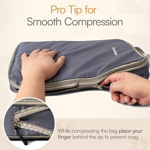 6 Set Large Compression Packing Cubes for travel. - color: Grey