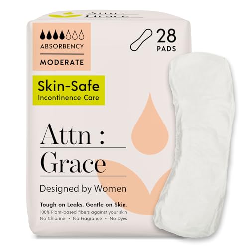 Attn: Grace Moderate Incontinence Pads for Women - Plant-Based, 56 Count - size: 28 Count (Pack of 2)