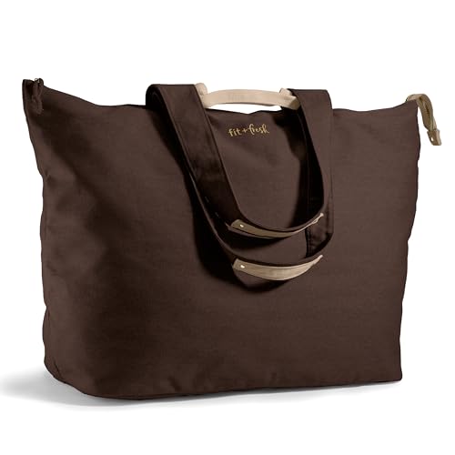 Fit & Fresh All The Things XL Beach Bag for Women, Oversized Travel Tote - color: Chocolate
