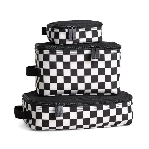 Itzy Ritzy Packing Cubes for Travel, Set of 3 (Black & White Checkerboard) - color: Black & White Checkerboard