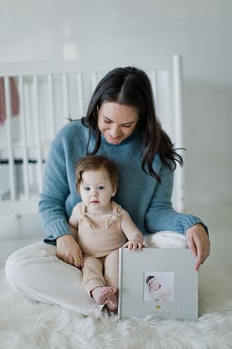 Pearhead Baby Photo Album, Holds 200 Pictures, Polka Dots, Gray - color: Gray Polka Dot