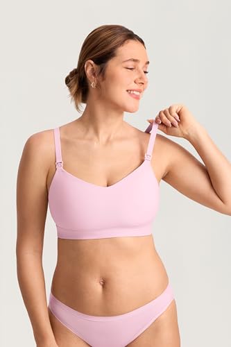 MOMANDA Seamless Nursing Bras for Breastfeeding - color: Sweet Pink, size: X-Small