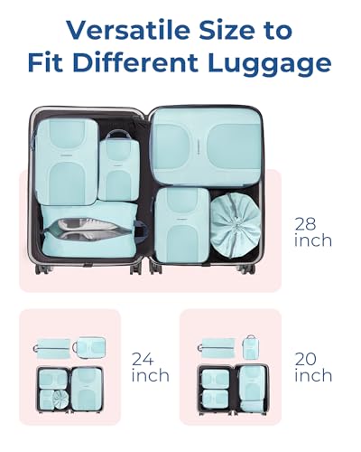 BAGSMART 6 Set Compression Packing Cubes, Travel Luggage Organizer Bags - color: 06-Sky Blue