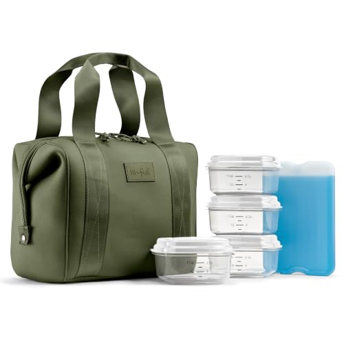 Fit & Fresh Remi Neoprene Lunch Bag for Women w/Ice Pack & Containers - color: Olive Green, size: One Size