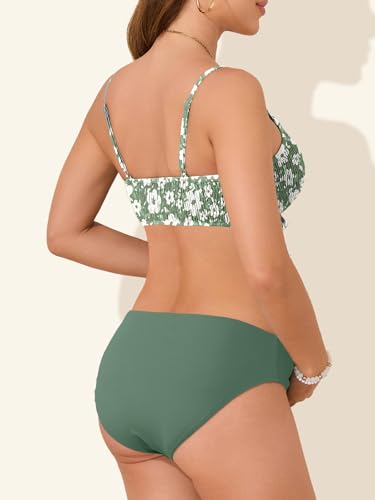 Summer Mae Ruffle Maternity Swimsuit Two-Piece Low Rise Bikini Bathing Suit - color: Garden Veil Bliss, size: 16