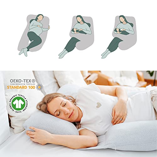 Babymoov XXL B.Love Maternity Pillow - Premium Organic Pregnancy Body Pillow for Sleeping & Side-Sleeping (Oeko-TEX Certified)