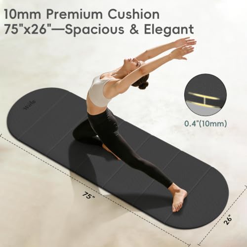 WeiLa Foldable Yoga Mat,10mm Extra Thick,Extra Long (75"x26") for Women&Men - color: Black & Grey