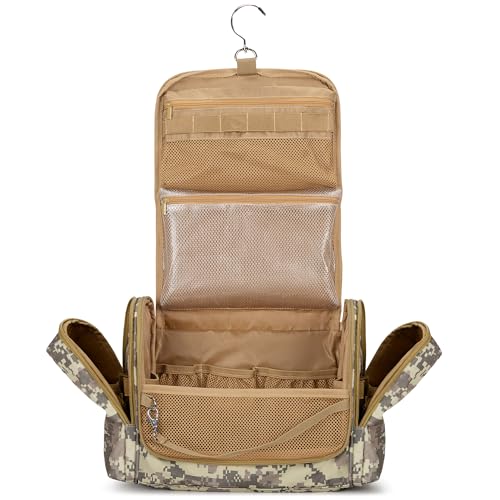 Tactical Toiletry Bag for Men, Large Hanging Dopp Kit Hygiene Bag - color: Desert Yellow