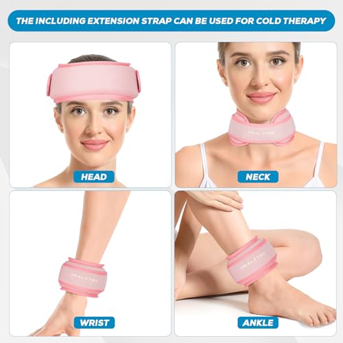 Neck Ice Pack Wrap, Reusable Cold/Hot Gel for Neck Pain, Pink - color: Pink
