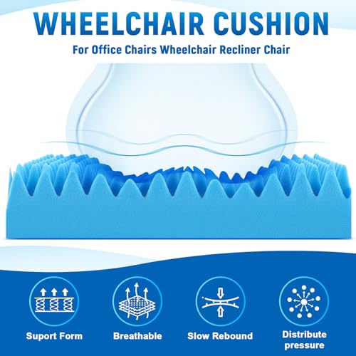 Geiserailie 1 Pcs 32 x 18 x 3 Inches Egg Foam Pad Cushions for Chair, Blue - color: Blue