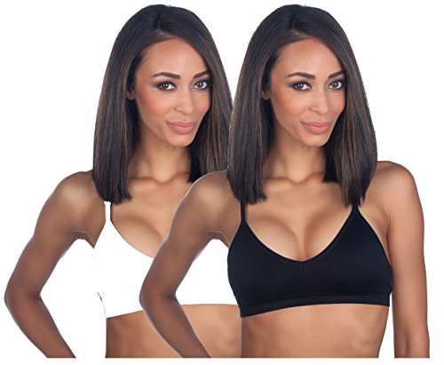 Anemone Basic V-Neck Seamless Bralette - color: Black/White