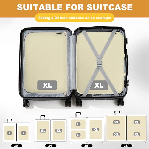Compression Packing Cubes Travel Packing Suitcase Organizer Bags, Beige - color: Beige, size: Large
