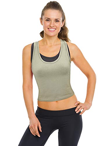 Geyoga 8 Pcs Crop Tank Top - color: Gray, Green, Navy, Black, Coffee, White, size: XX-Large