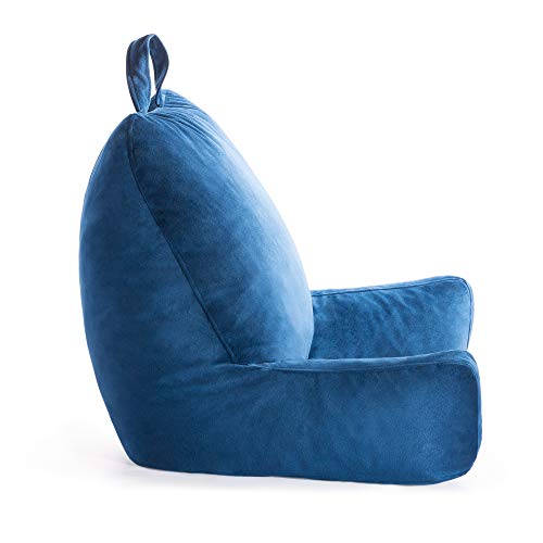 Linenspa Backrest Reading Pillow with Arms — Shredded Foam - color: Navy, size: Standard without Neck Support