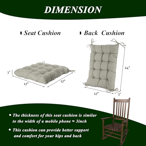 Rocking Chair Cushions High Back and Seat Cushion Linen Grey - color: Linen Light Grey