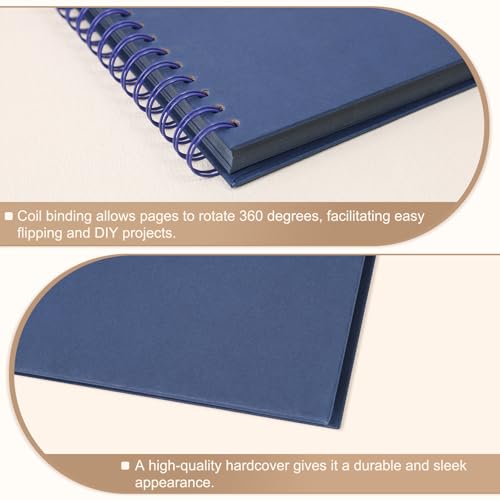 Scrapbook Album 7x7 Inches Hardcover Kraft 40 Pages Blue - color: Blue, size: 7"x7" 20 Sheets