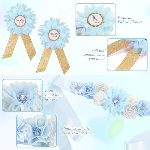 Baby Shower Belly Sash Satin Ribbon Band Pregnancy Party Blue - color: Blue