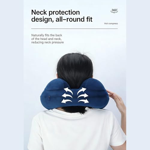 Portable Inflatable Neck Pillow, Car Rides, Office Napping, Navy Blue