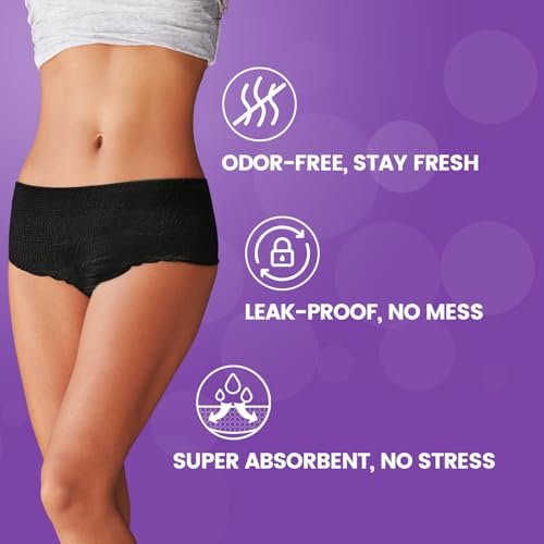 Disposable Period Underwear, Heavy Flow, L, Black, 10Ct - size: Large, style: Black (Pack of 10)