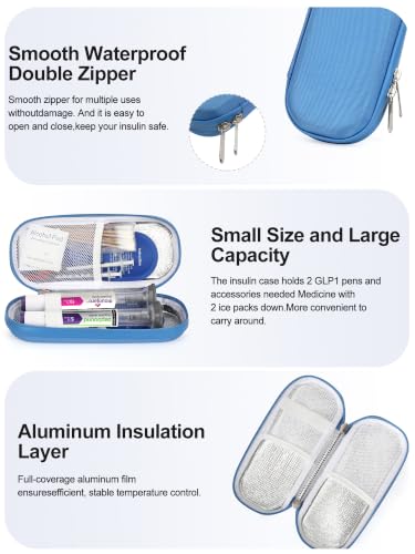 Leng Ke GLP-1 Cooler Travel Case Fits 2 Zepbound, Mounjaro & Insulin Pens - color: H1_blue