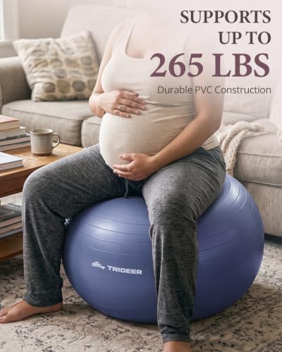 Trideer Yoga Ball for Exercise, Pregnancy, Active Sitting, 55/65/75cm - color: Midnight Blue, size: L(23-26ines/58-65cm)