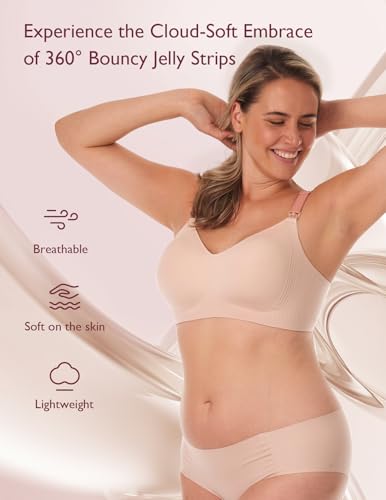 Momcozy Nursing Bra 3.0 Jelly Strip Lift Supprt Seamless Maternity Bra - color: Peach Rose, size: Medium Plus