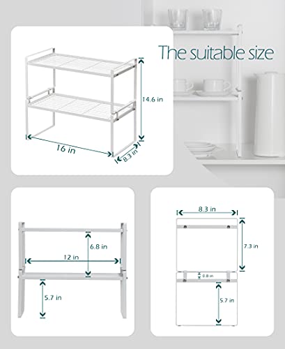 Shantton Cabinet Shelf Organizer, Pantry Shelf Rack, White 16x8.3x7.3 - color: White, size: L16" W8.3" H7.3"