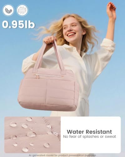Pritent Puffer Travel Duffle Bag Waterproof Carry On Duffel Weekender Bag - color: Pink