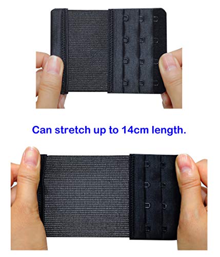 Tamlien 4 Hook Bra Extenders,Stretchy Soft Comfortable Bra Strap Extender - color: Black