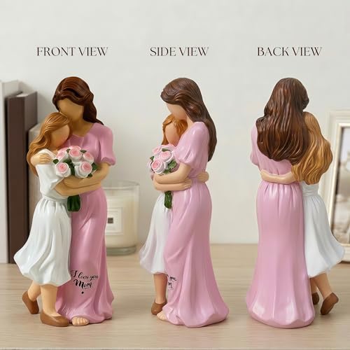 Mother Daughter Figurine for Mom, Heartfelt Gift for Mom from Daughter - color: Pink